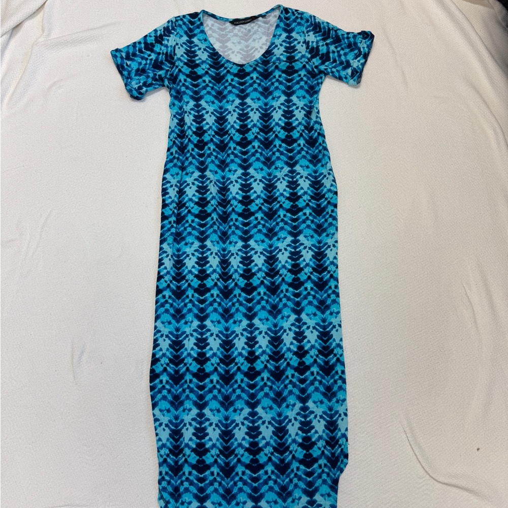 Colleen Lopez Blue and Black Patterned Dress
